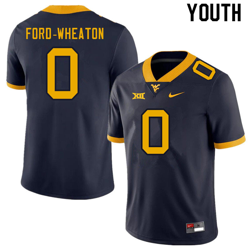 Youth #0 Bryce Ford-Wheaton West Virginia Mountaineers College Football Jerseys Sale-Navy
